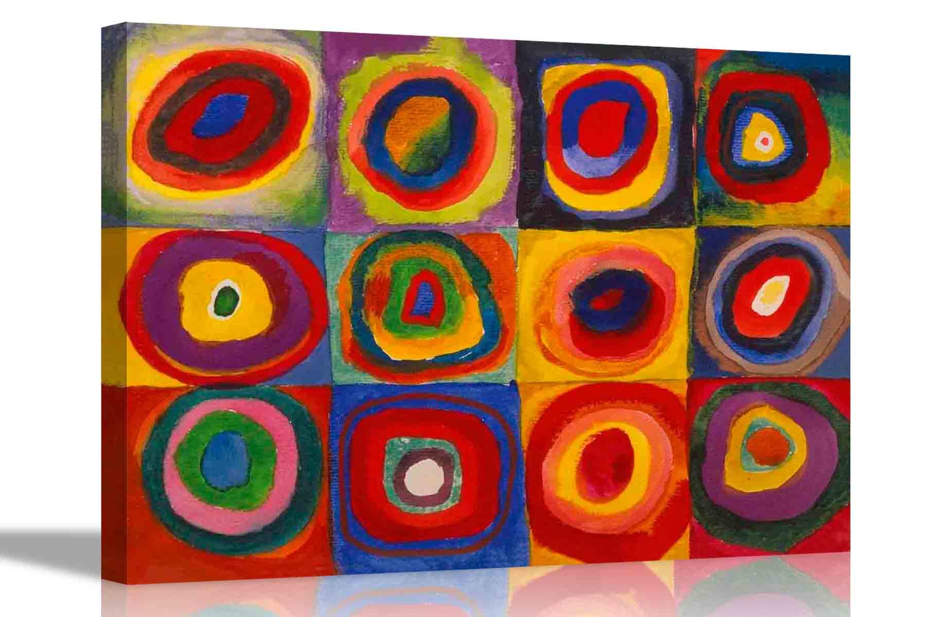 Artley Prints Oil Painting Quadrette Colour Study Squares With Concentric Circles By Wassily Kandinsky On Canvas Prints Wall Art Pictures 101 X 76Cm (40 X 30 Inches)