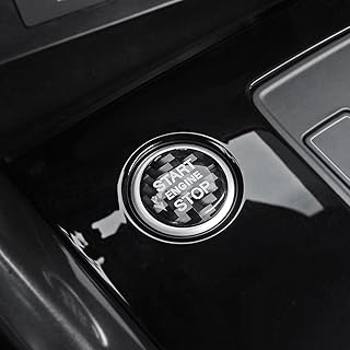 BETTERHUMZ Car Engine Start Stop Button Sticker Compatible with Audi A3 8Y S3 RS3 Sportback 2021-2025 Carbon Fiber Control Button Trim Interior Tuning Accessories (Black)