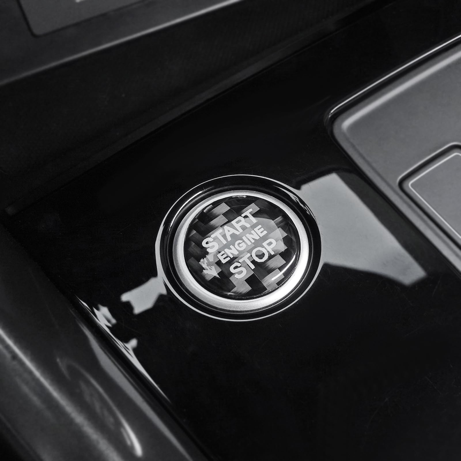 BETTERHUMZ Car Engine Start Stop Button Sticker Compatible with Audi A3 8Y S3 RS3 Sportback 2021-2025 Carbon Fiber Control Knob Trim Interior Tuning
