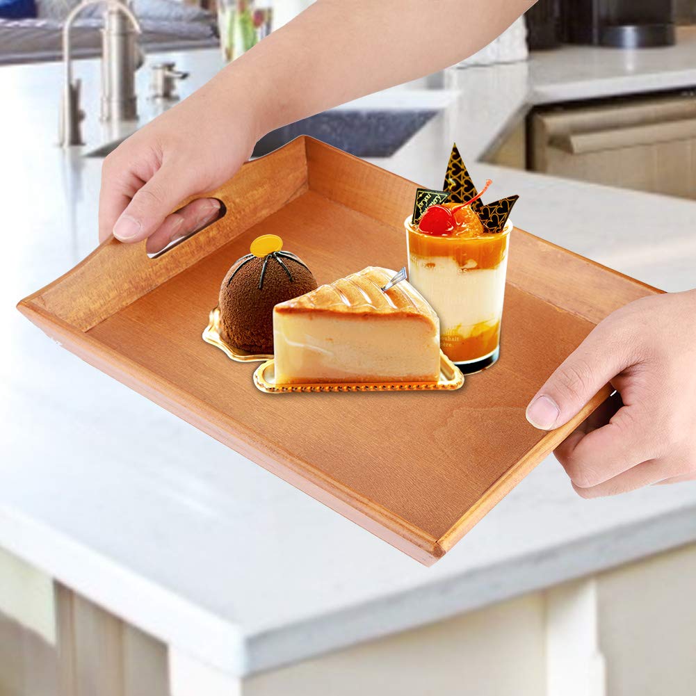 Plateau de Service, Plateau de Service en Bois avec poignées, 12,1 X 10,2 X 1,5 Pouces