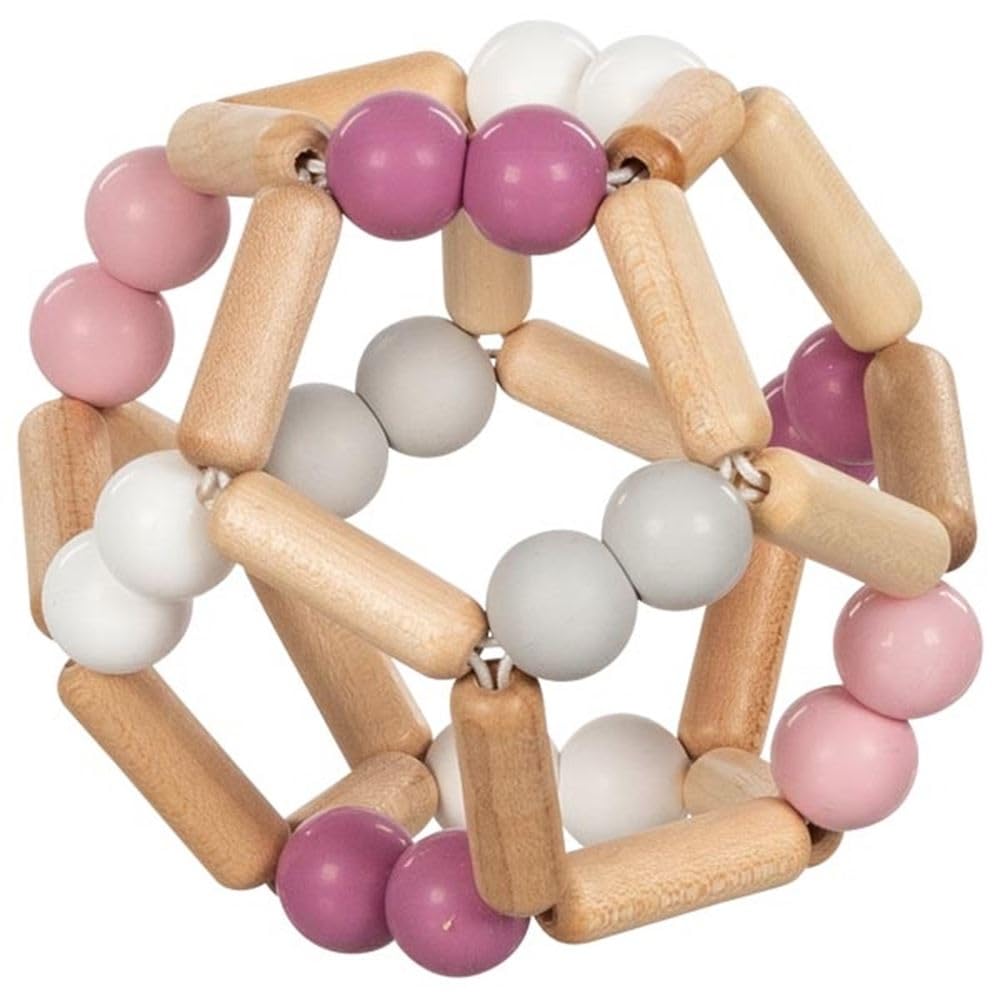 goki baby 65344 – Bola de agarre de madera y silicona para bebés – Fabricado en Alemania, color rosa, niña, juguete de motricidad natural para promover el reflejo de agarre y el desarrollo del