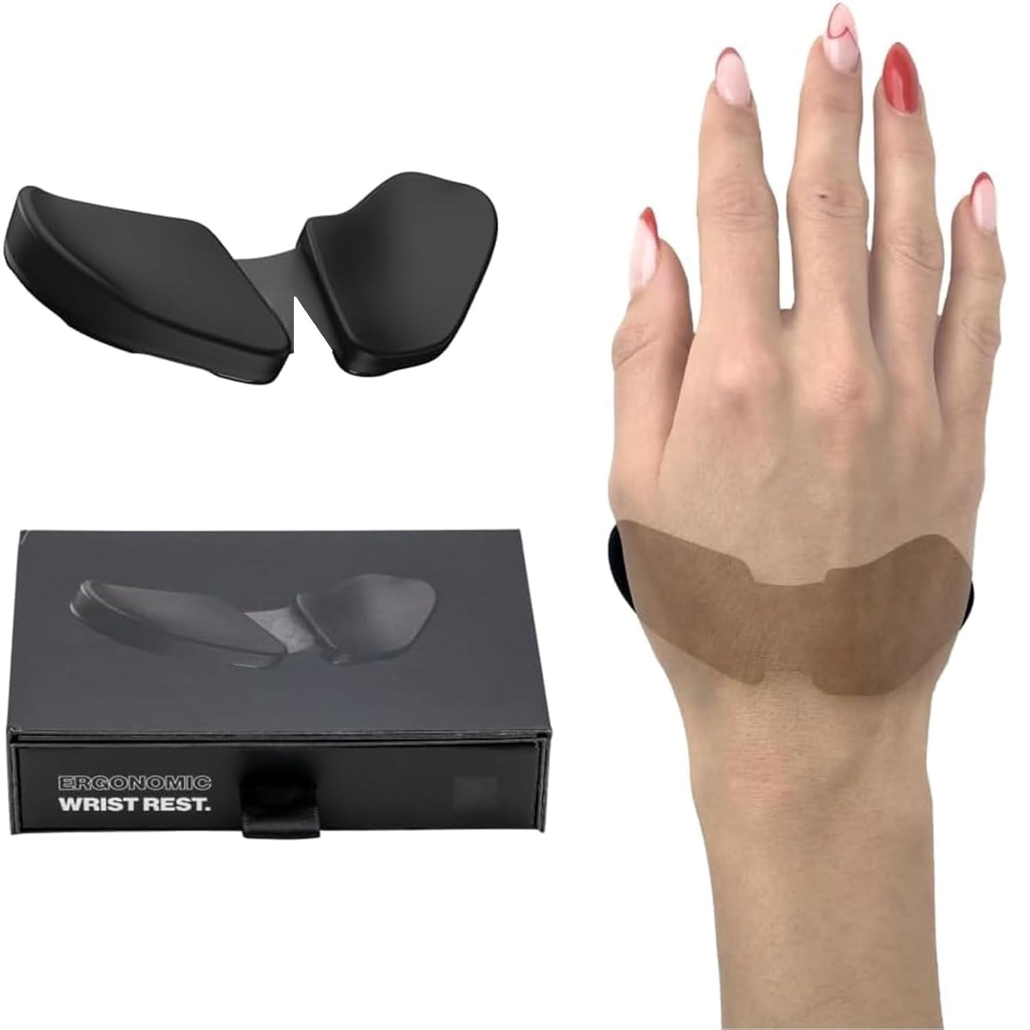 Right-Handed Truly Ergonomic Wrist Rest for Mouse, Carpal Tunnel Support, Pain Relief, Anti-Fatigue, Easy Glide, Sleek, Office, Computer, Laptop, Gaming -Black-image-47