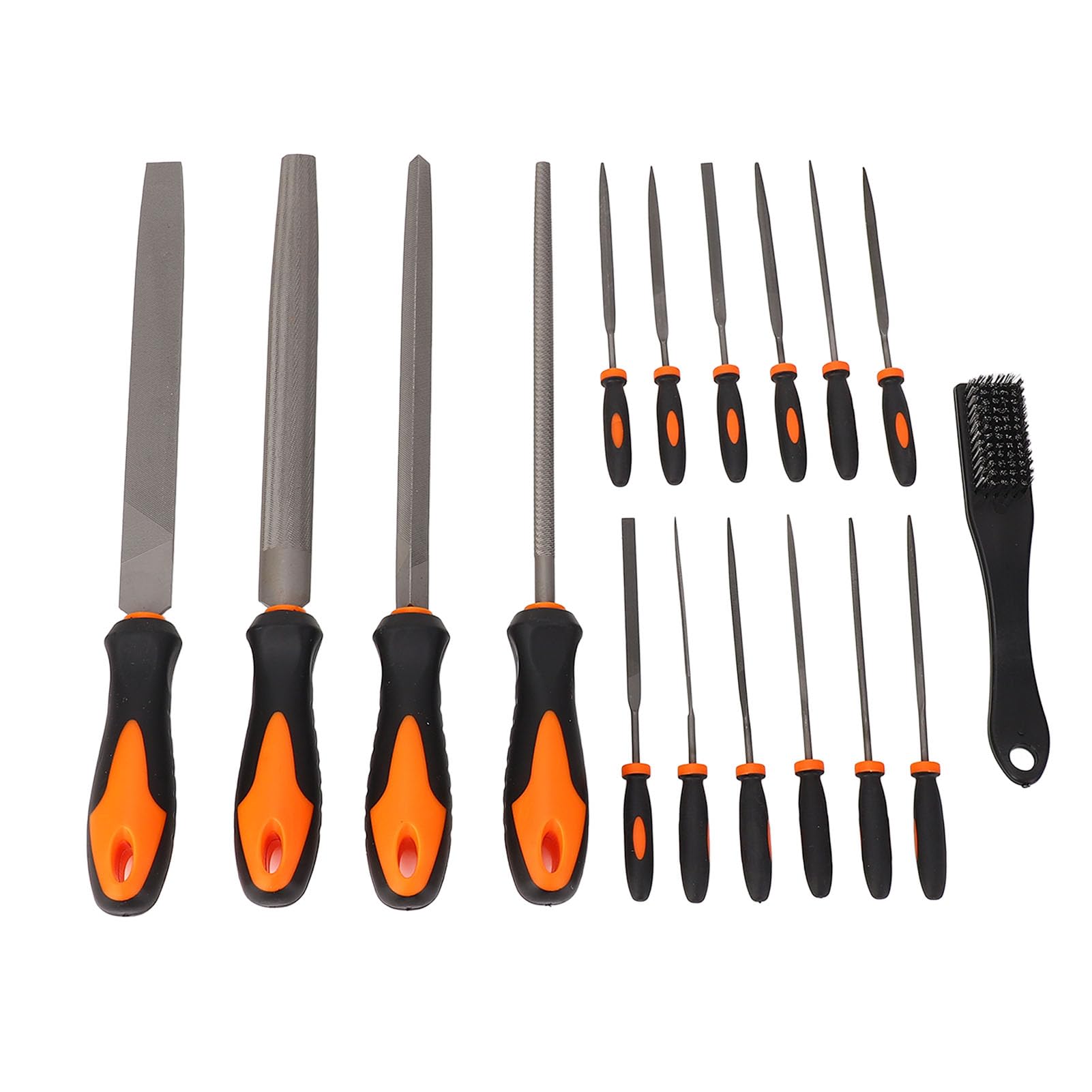 Set di 18 lime in acciaio T12, lime manuali professionali in metallo con punta a ago e grandi lime piatte, triangolari e semicircolari, manici con impugnatura morbida per lavori su