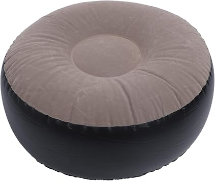 CHICIRIS Portable Lightweight Inflatable Flocking Foot Stool | Comfortable Round Stool for Travel Camping | Suits for Outdoor Activities | PVC, Flocking | 1 Piece Coffee