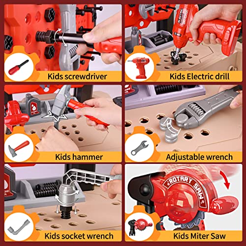 Deejoy 8028A Kids Tool Bench With Realistic Tools And Electric Drill, 79 Pcs Transformable Kids Tool Set With Clothes, Toddler Tool Bench Pretend Play Learning Gift thumb #1