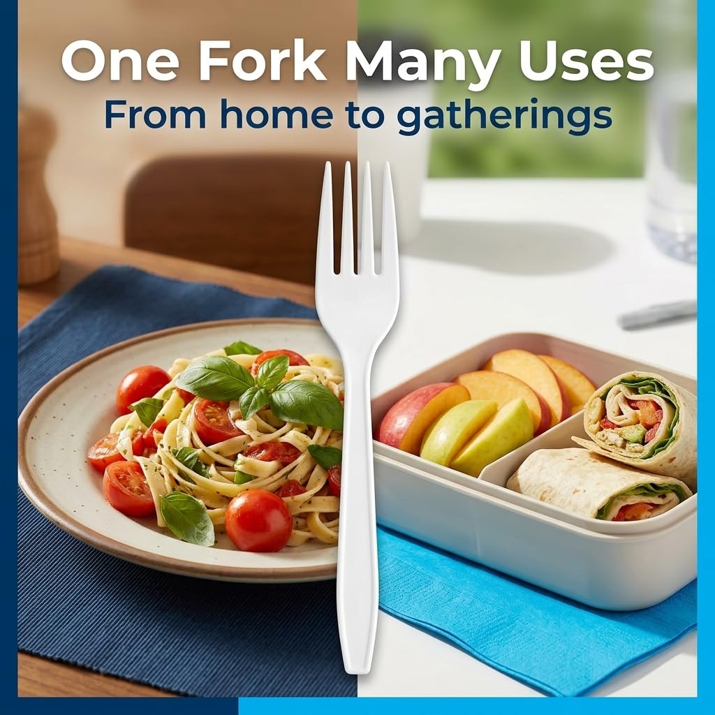 Heavy Duty Disposable White Forks - 400 Pack -4