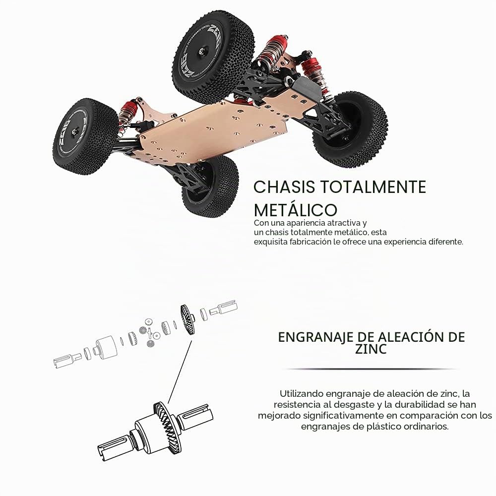 WLtoys 144001 RC Coche 60km/h, 2600mAh Actualización de batería 45 Minutos, 1:14 Vehículo Todoterreno 4WD, Racing ​Offroad Drift de Alta Velocidad Car 3 Pilas (Verde)
