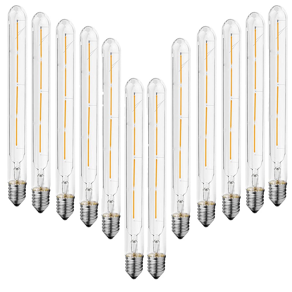 WANGFEI T30 LED Glühlampe E27 4W 225mm Klarglas Nicht Dimmbare Röhrenförmige Edison-Glühbirne,2700K Warmweiß 400LM Antike Nostalgische Klassische Beleuchtungslampe 12 Stücke