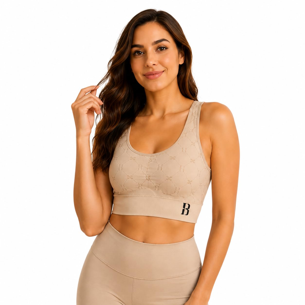 DC' Women's Sports Bra, Scoop Neck, Sleeveless, Workout Activewear Crop Top/Pack of 1 (in, Numeric, 32, M, A, 32, Regular, Beige)-image-29