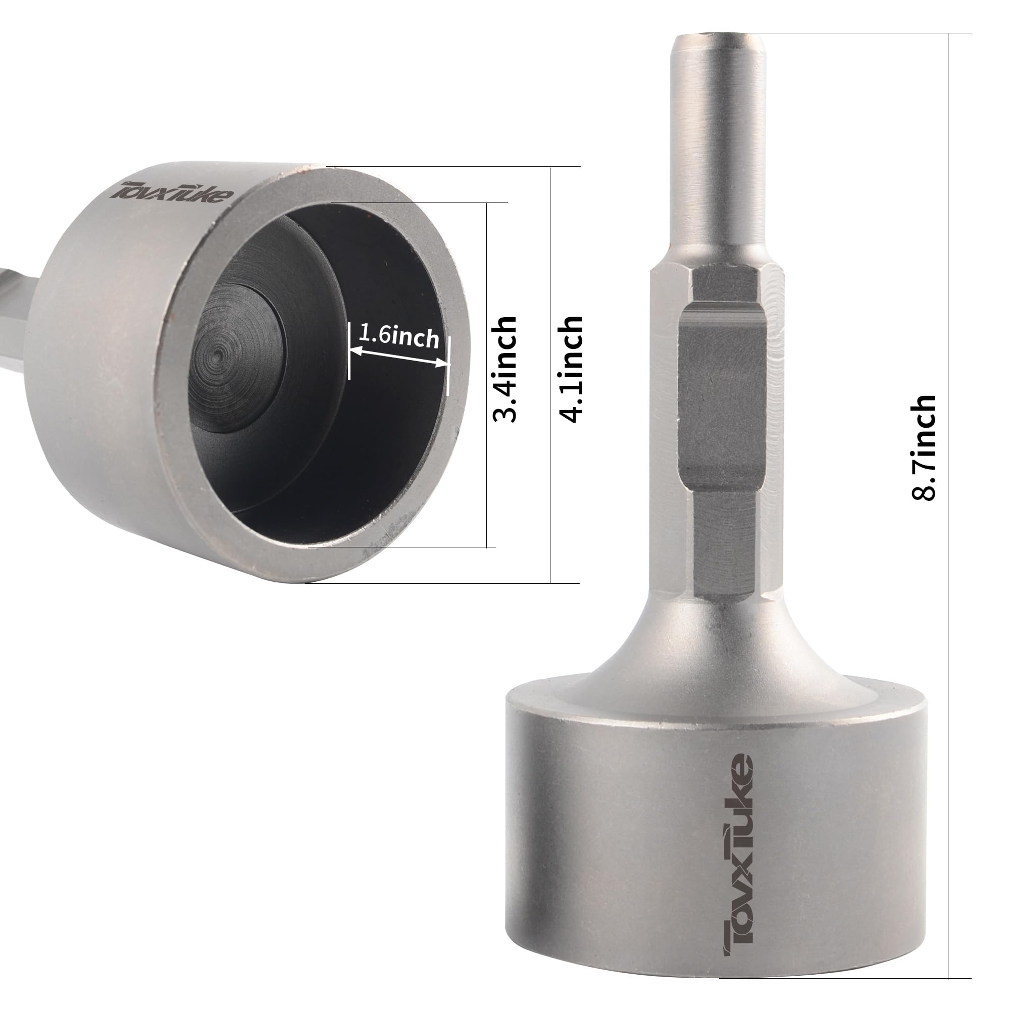 TovxTuke SDS HEX Shank T-Post Driver for T Posts, 3 Inch Diameter Head, Compatible with SDS-HEX Rotary Hammers and Demolition Hammers, for Driving T Posts, Fence Posts and Ground Rods