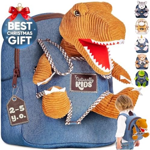Naturally KIDS Stuffed Animal Backpacks – Plush Figures – Toys for Kids 3-5