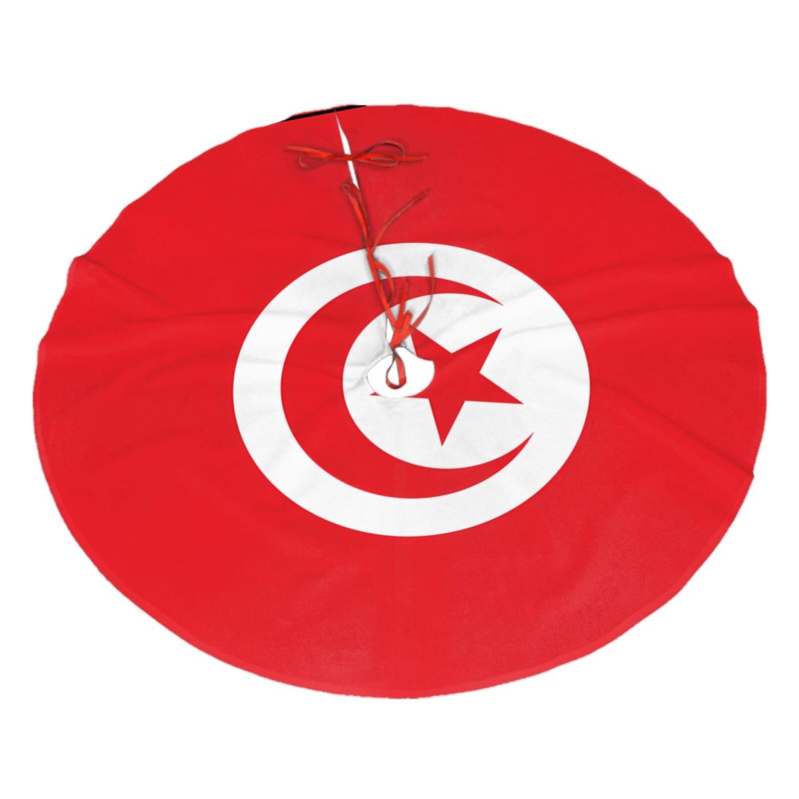 Tunisian flag48 Christmas Tree Skirt Christmas Plush Tree Skirt Indoor and Outdoor Decoration