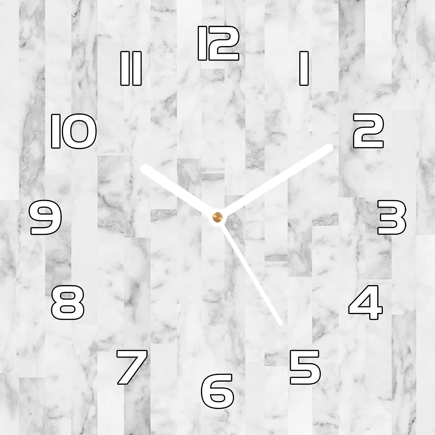 Horloge en verre cuisine salon 30x30 cm à effet de marbre
