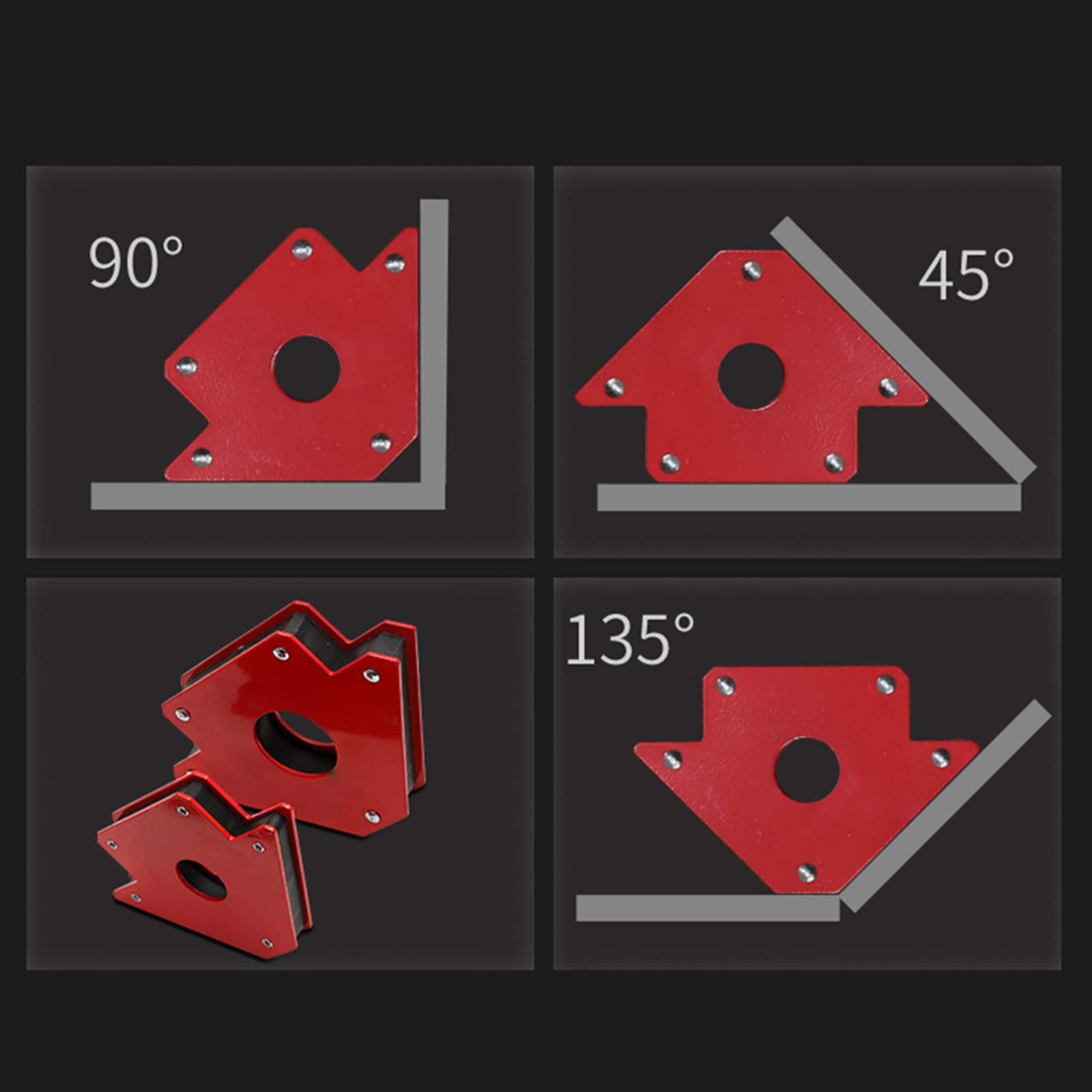 HUIOP 4 sztuk/zestaw 50 funtów magnetyczne wsporniki spawalnicze strzały magnetyczne 3 kąty utrzymują spawanie