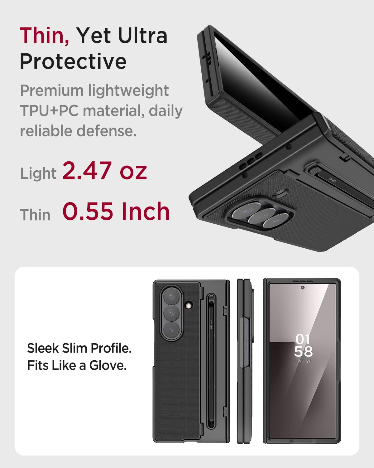 Miimall Funda Anti Espia para Samsung Galaxy Z Fold 7 con S Pen, [Protector de Pantalla Privacidad] Protección Bisagra Funda Fold 7 con Soporte, Antigolpes Grado Militar 360 Carcasa para Fold7, Negro
