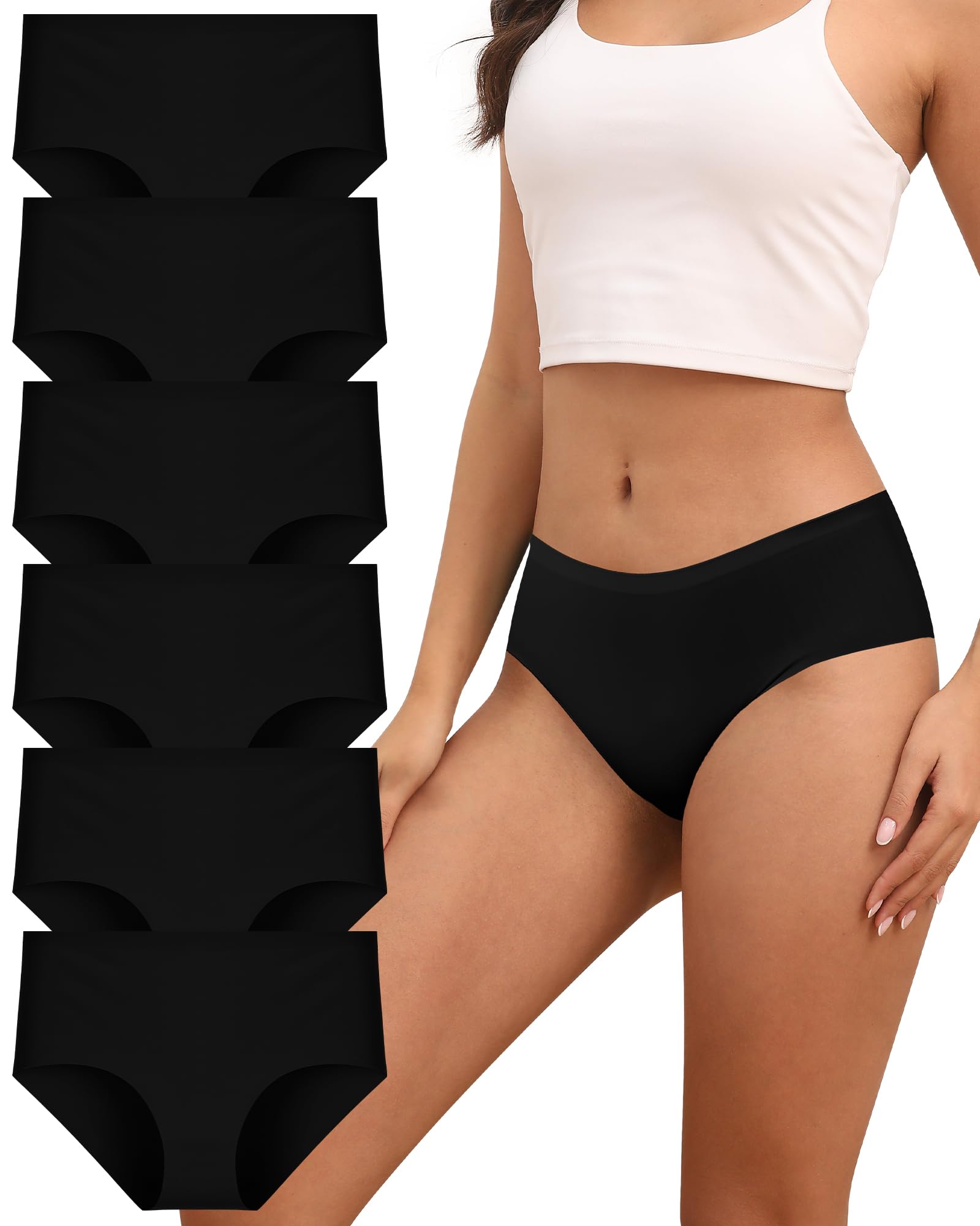 TDONE Nahtlose Unterhosen Damen,Stretch Bequeme Seamless Slips Frauen Unsichtbare Niedriger Taille Unterwäsche Nahtlos Atmungsaktiv Hipsters Panties Bikini Mehrpack 5er Pack