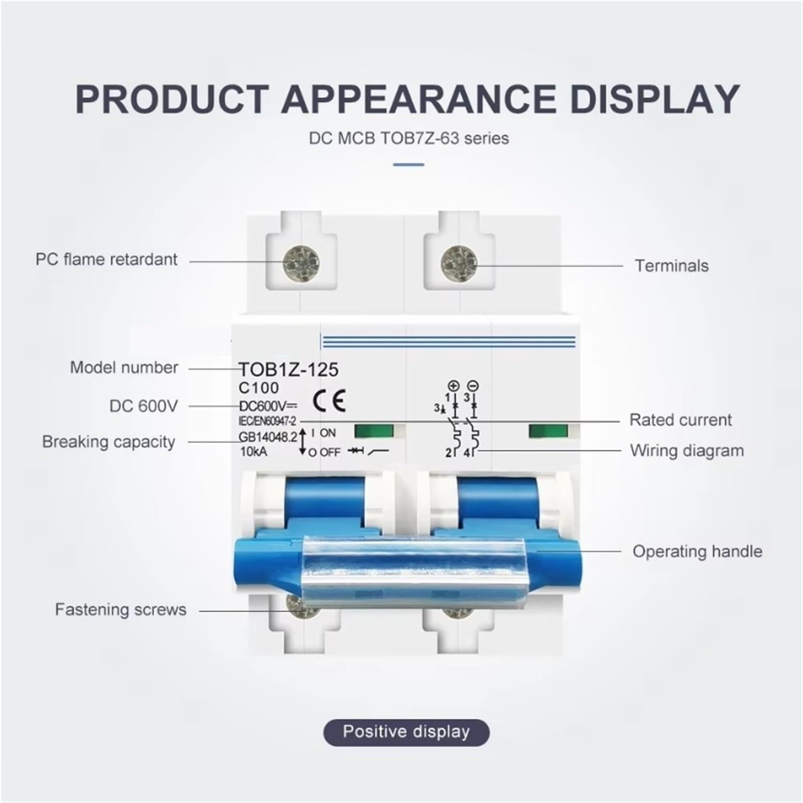 DC MCB Interruttore automatico 2P 600 V 80/100/125 A