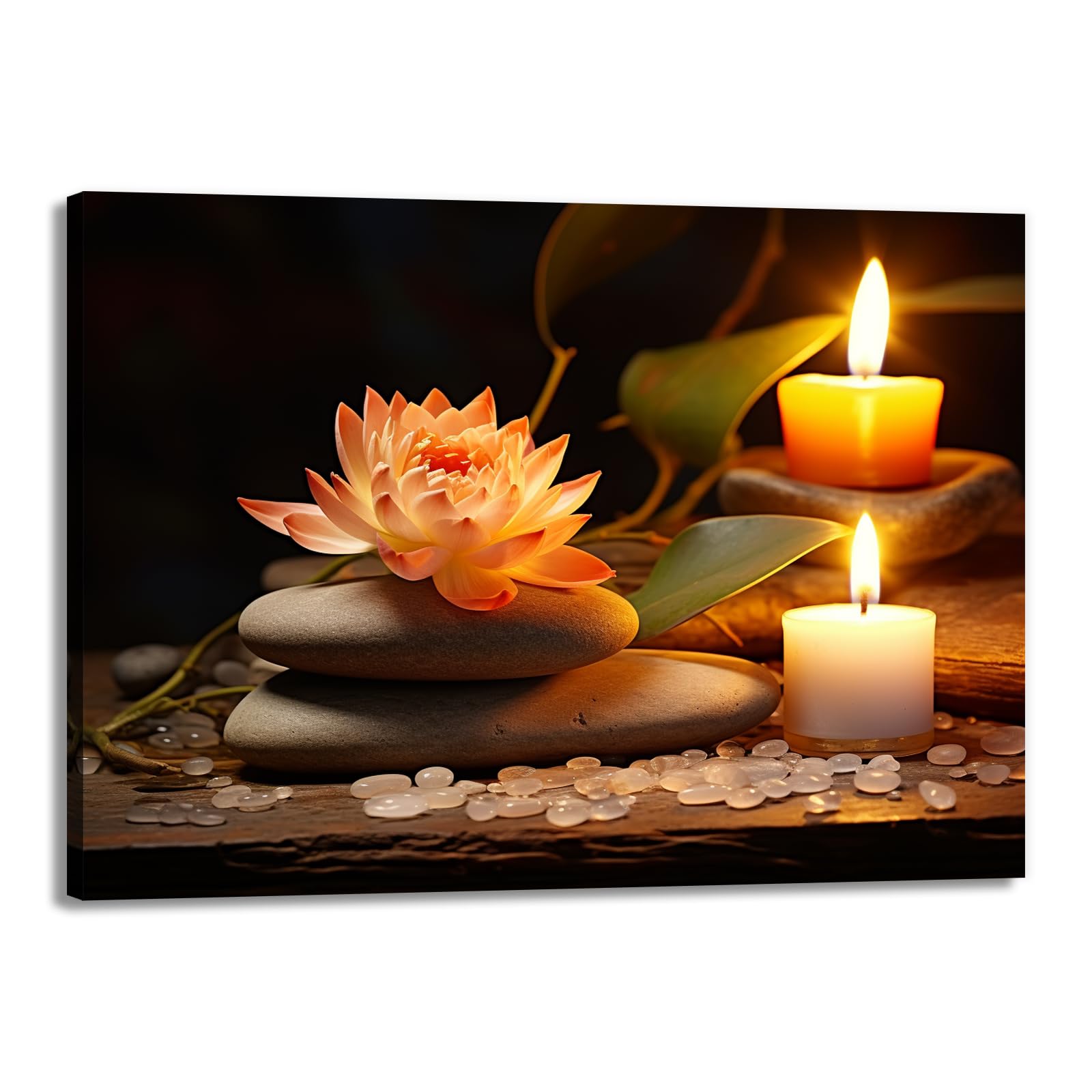 Zen Canvas Wall Art Lotus Flower Stone Painting Framed Spiritual Artwork Meditation Decor for Living Room Bedroom Ready To Hang(Artwork-2,24"x36") โ image 1