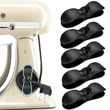 IFLYTEL Cord Organizer for Kitchen Appliances,5 Black Upgraded Cord Wrapper, Cord Keeper, Cord Winder, Cord Holder for Appliances Stick on Air Fryer, Coffee Maker, Blender, Pressure Cooker, Toaster