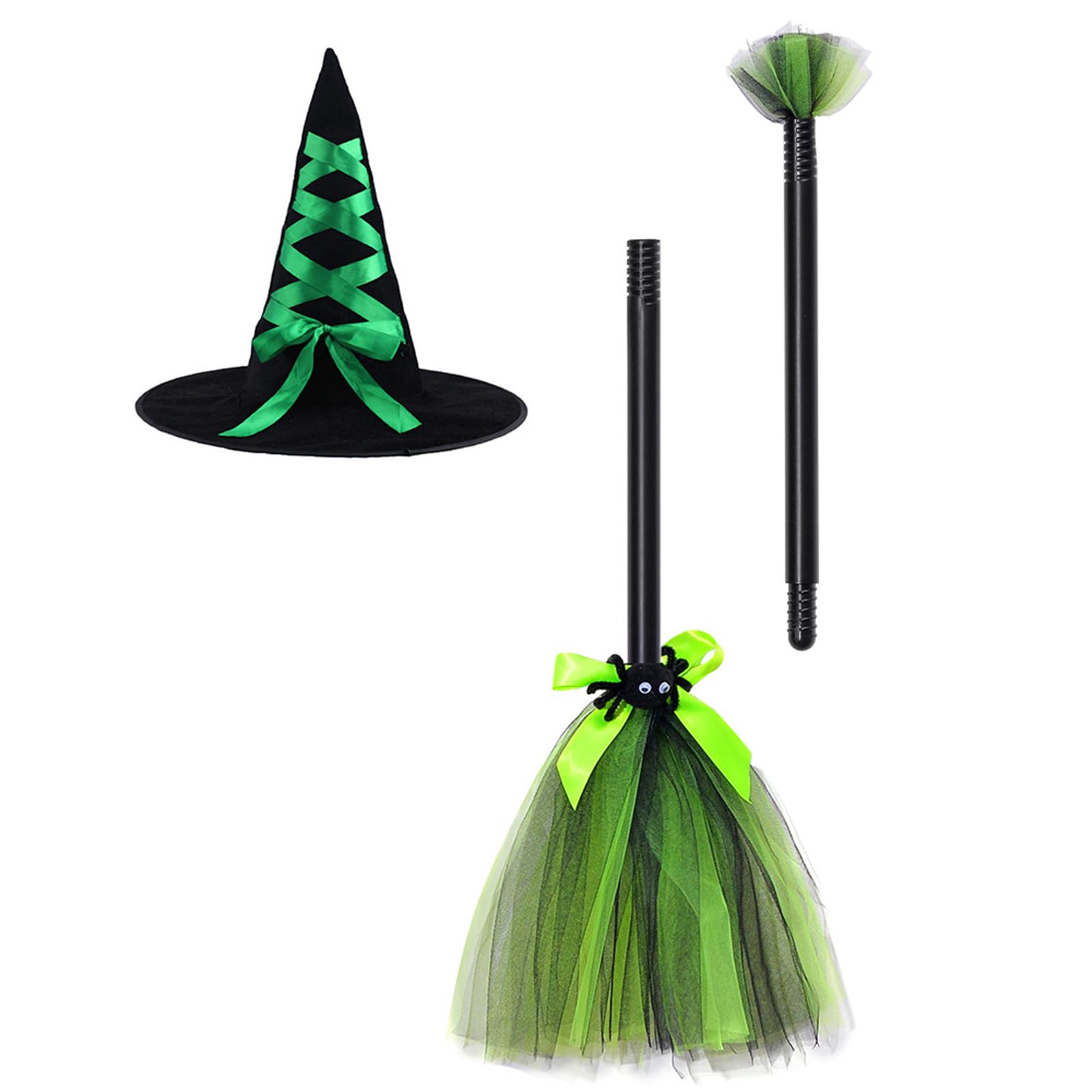 Tsophreniq Decorative Witch Hat and Broom Multipurpose Decorative Ornament Household Decoration for Indoor Outdoor Traveling Camp Party Supplies