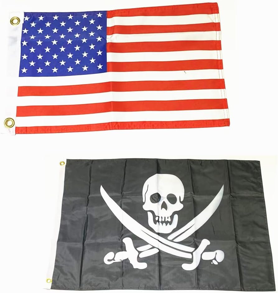 Double Sided Pirate Flag 3x5FT,Jack Rackham Knife Jolly Roger Skull and Crossbones Flags for Outdoor Indoor,Heavy Duty 3Ply 220D Polyester Double Stitched and Flags with 2 Brass Grommets.