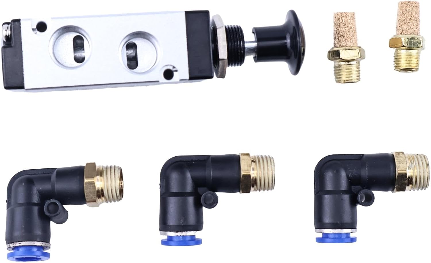 JZGRDN 4-Way 3-Position Manual Air Valve With Five 1/4 Inch NPT Ports BAV020, For Use with Tailgates, Air Compression, Pneumatics, Dump Body Hardware & Accessories Compatible with Dump Truck