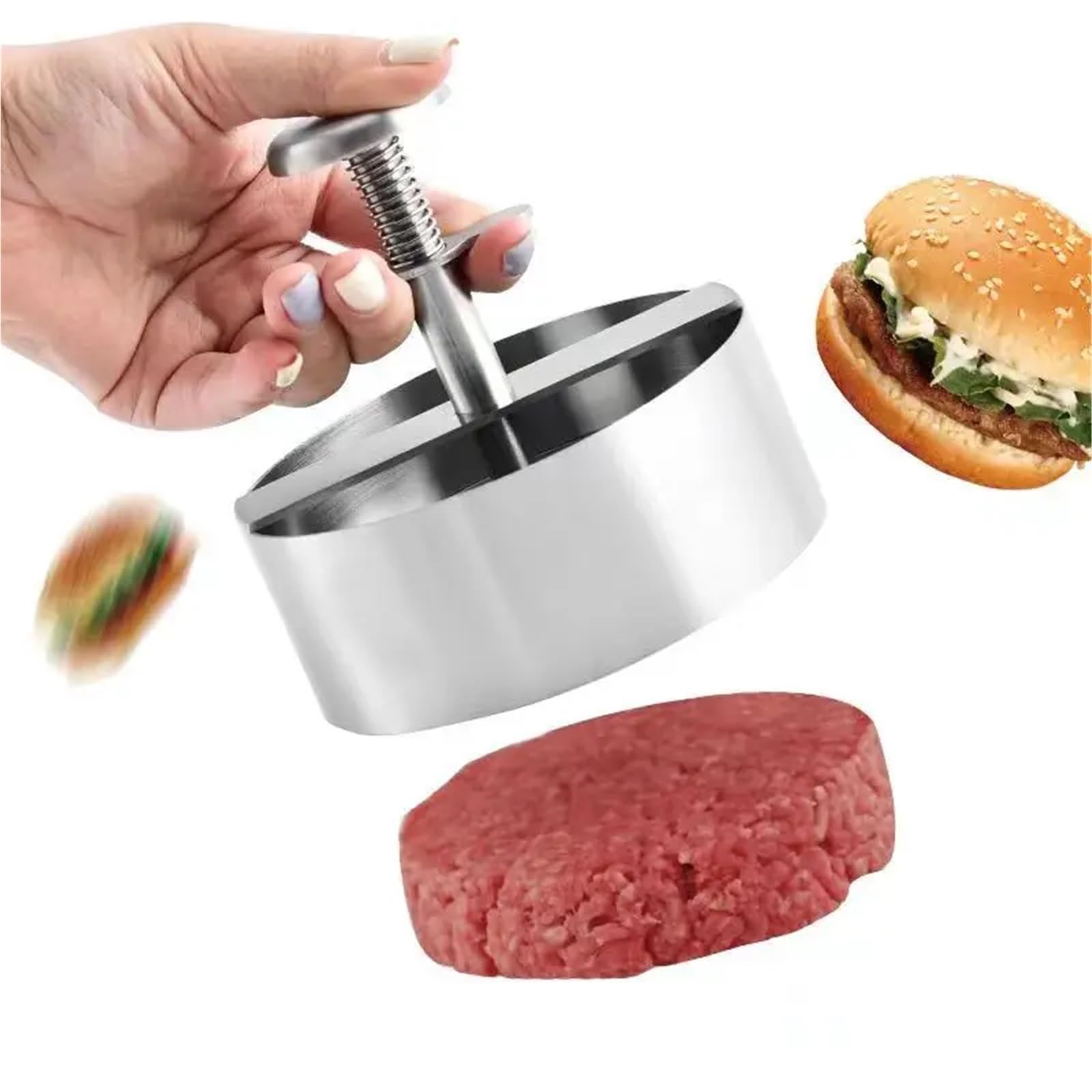 hamburgerpresse Hamburgerpresse aus Edelstahl 304 – Manuelle Form for Burger, Kuchen, Rind, Schwein und Reis Grillwerkzeug(14cm)