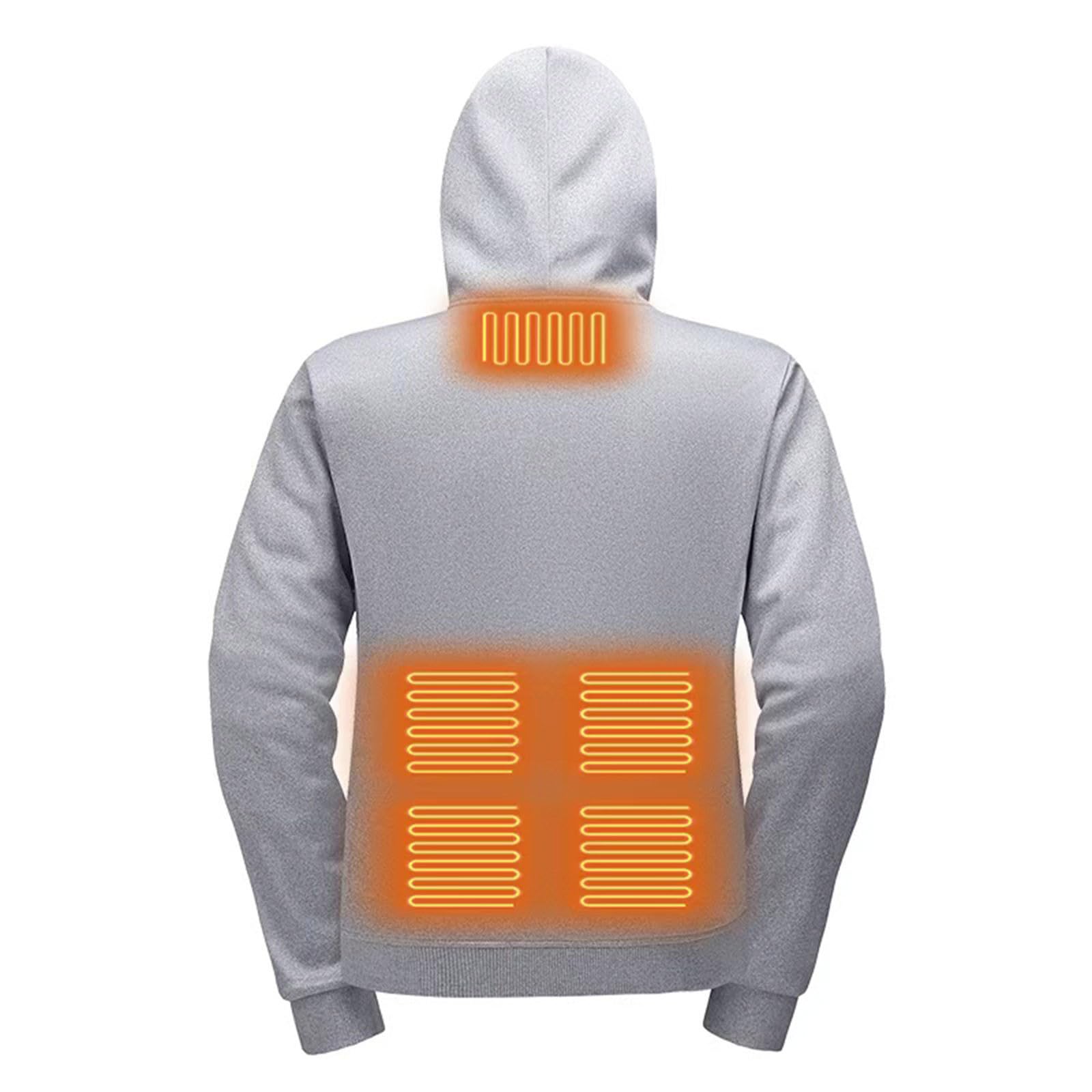 Herren Beheizbare Hoodie mit 9 Heizzonen Winter Sweatshirt Kapuzenpullover