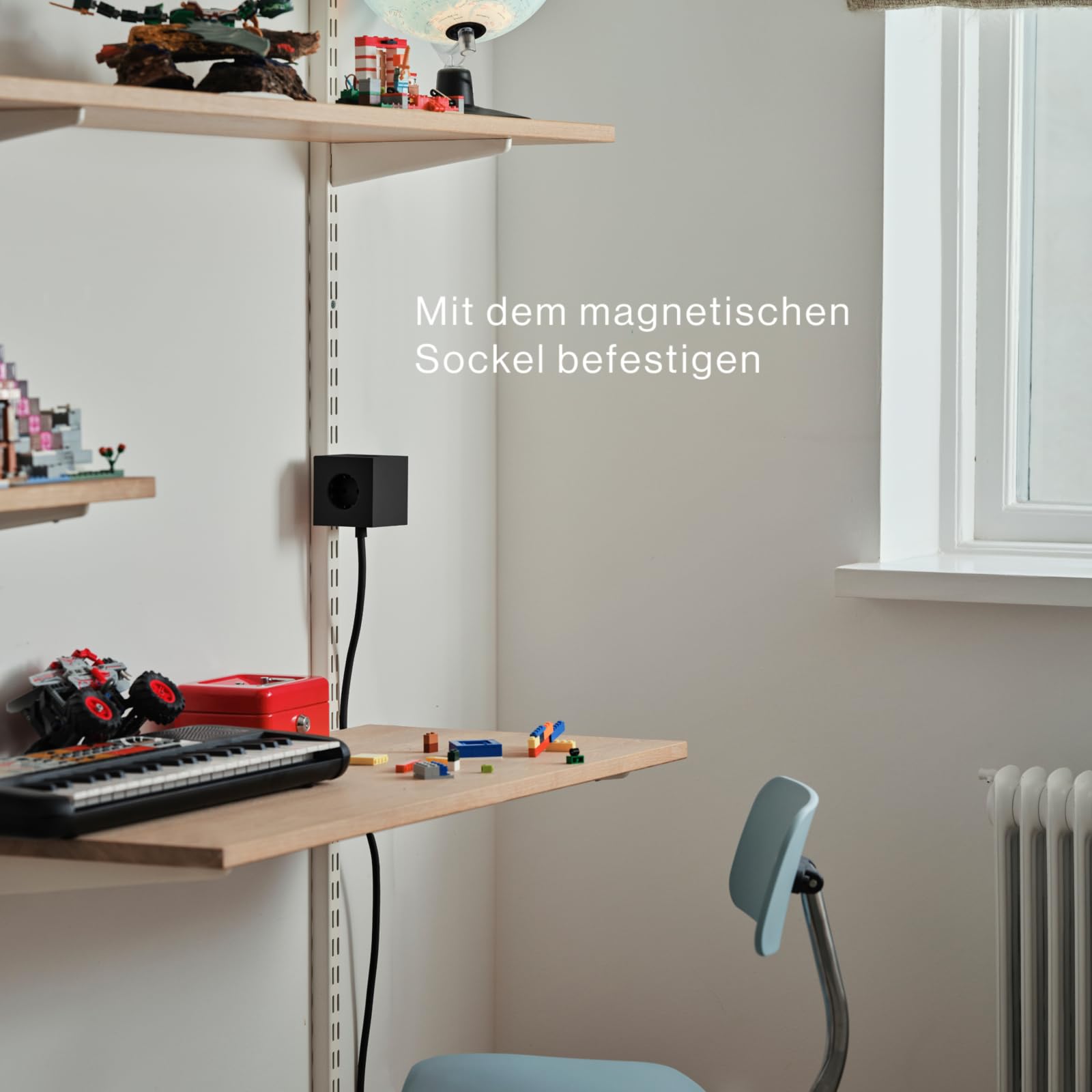 Avolt Square 1 Magnetischer Steckdosenwürfel, 3 Steckdosen, 2 USB-C Ports | Magnetfuß mit Klebepad, 3 Steckdosen, 2 USB-C Ports, Design Steckdosenleiste für Schreibtisch, Büro und Zuhause