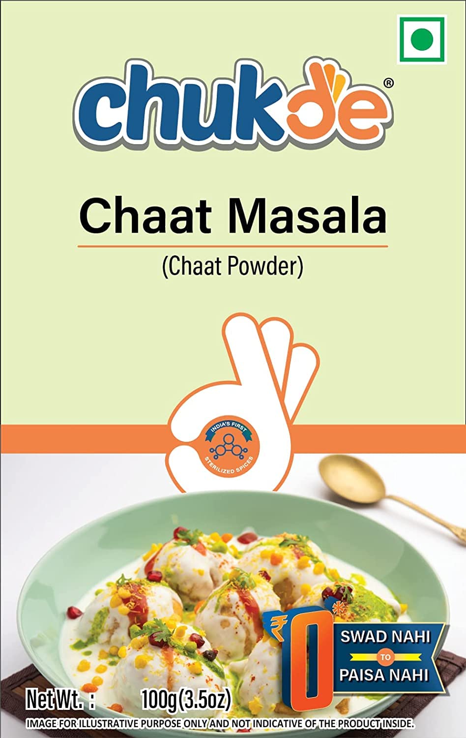 Chukde Chaat Masala | Tangy Indian Spice Blend for Chaat Snacks & Street Food | Savory Powder with Iodized Salt, Mango, Cumin, & More | Spicy Seasoning for Fruits & Popular Indian Dishes | - 100 G