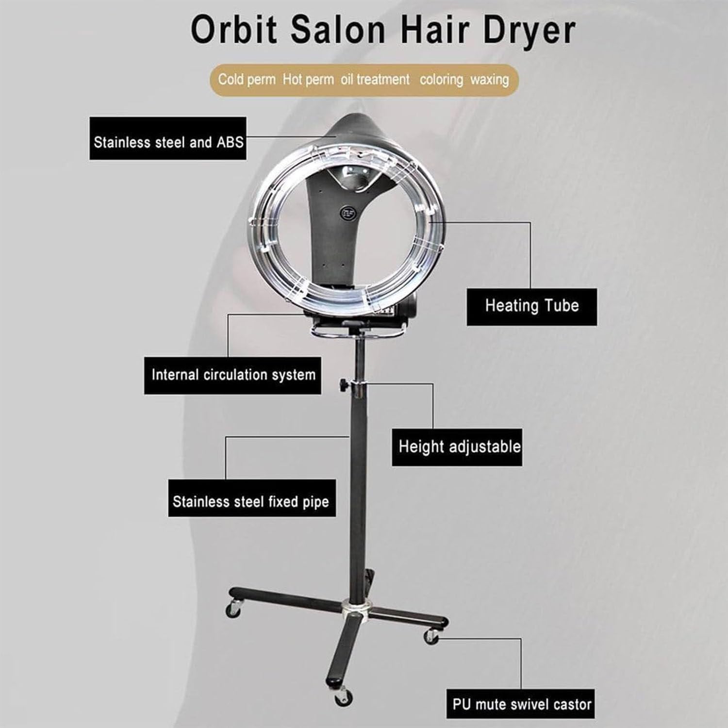Suszarka Do Włosów Orbitalna Ścienna 1200 W, Stojąca Profesjonalna Salonowa Spa Procesor Kolorów Płyta Grzewcza, Lampa Salonowa Suszarka Do Włosów Procesor Zakładów Fryzjerskich,Vertical