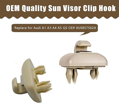 Miniatura 3 de 2 soportes de gancho con clip, clip de plástico para visera solar interior específico para automóvil, 8U0857562A8E0857563A, hebilla de protección