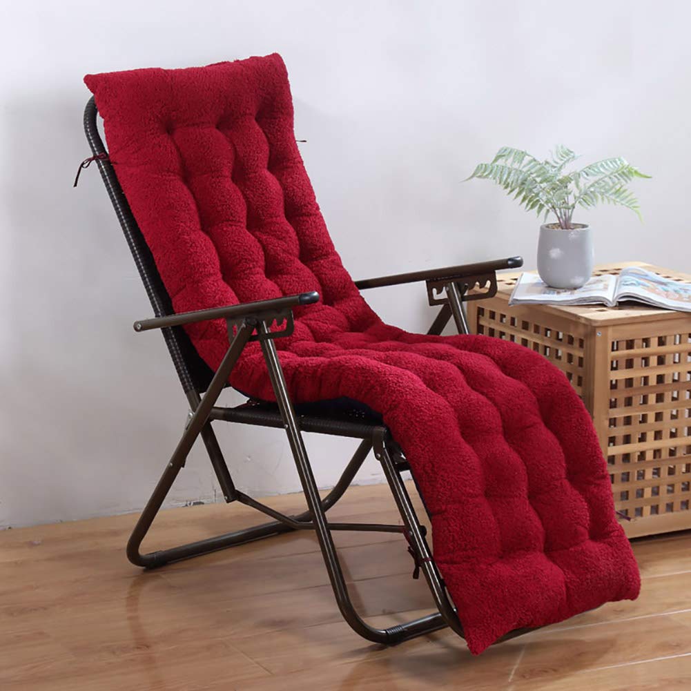 Coussin de jardin en laine d'agneau anti-glisser avec dossier épais pour chaise inclinable