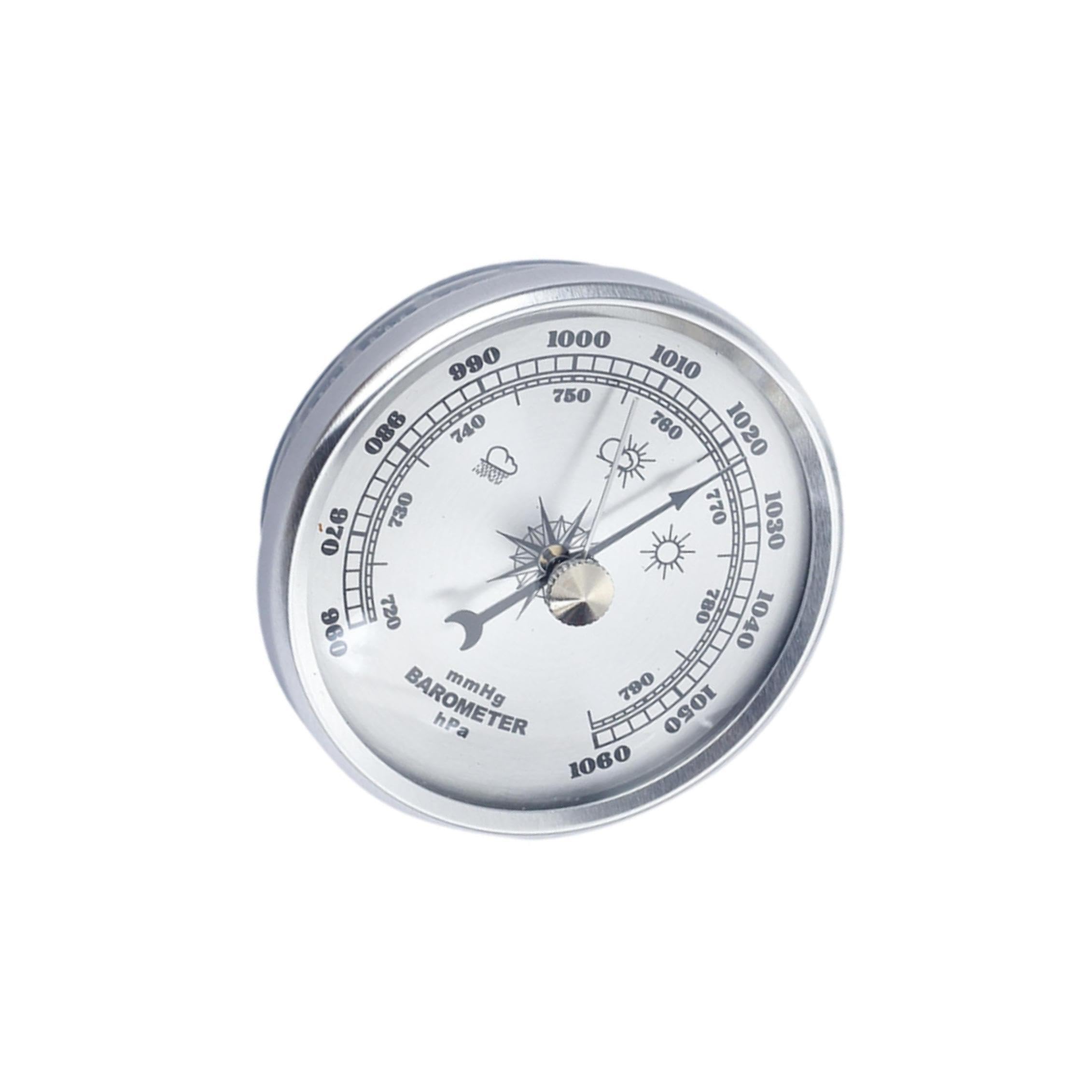 kesurpae Barómetro aneroide de Pared Empotrado, manómetro de presión atmosférica precisión, diámetro Interior 20 mm, manómetro presión atmosférica analógico Pared, Plata