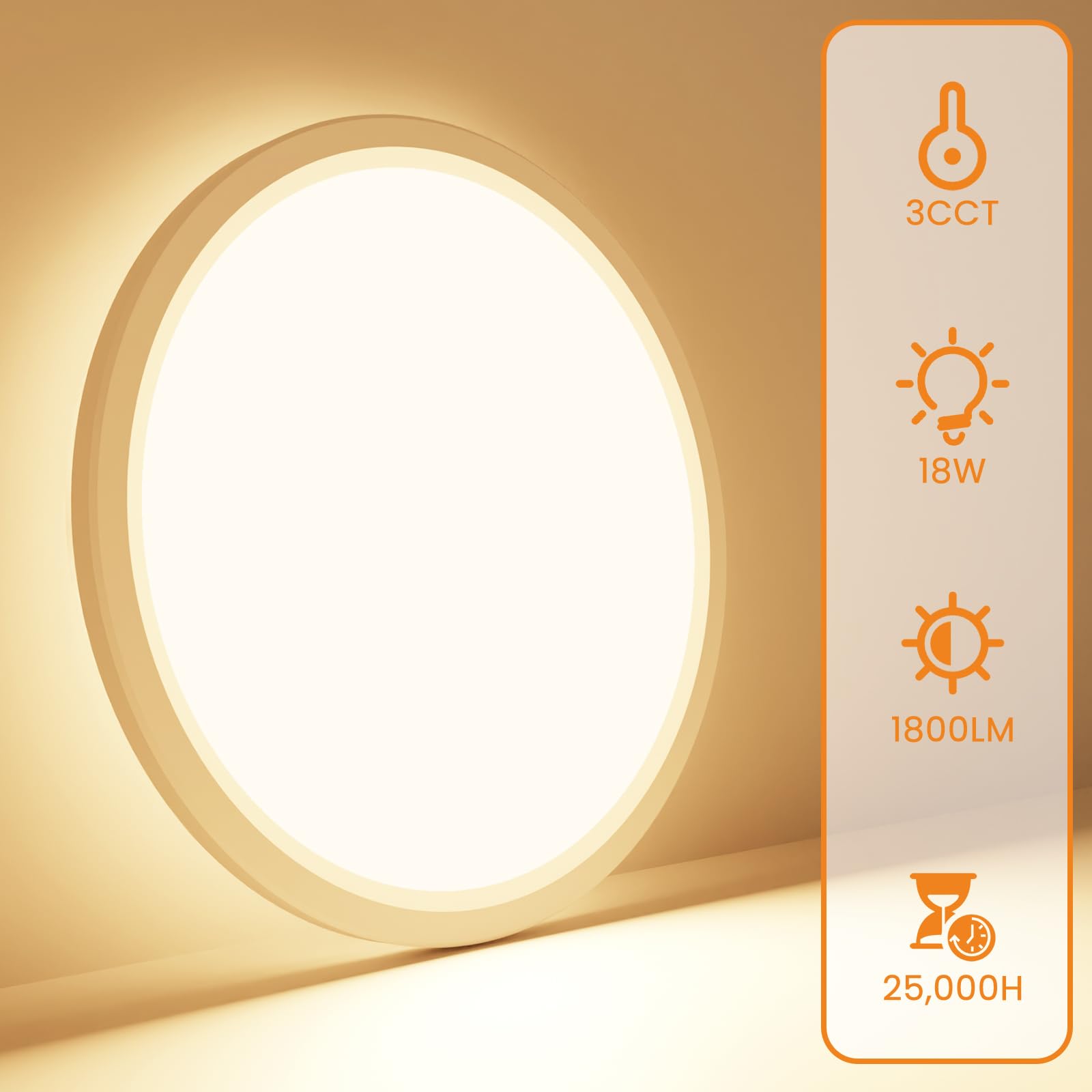 slochi 【4 Pack】 Lampara Techo, 18W 1800LM Plafon LED Techo Baño, 3000K/4000K/6500K Plafones Para Techo, IP44 Impermeable Plafón Techo Moderna para Cocina Dormitorio Pasillo Balcón Ø23 CM