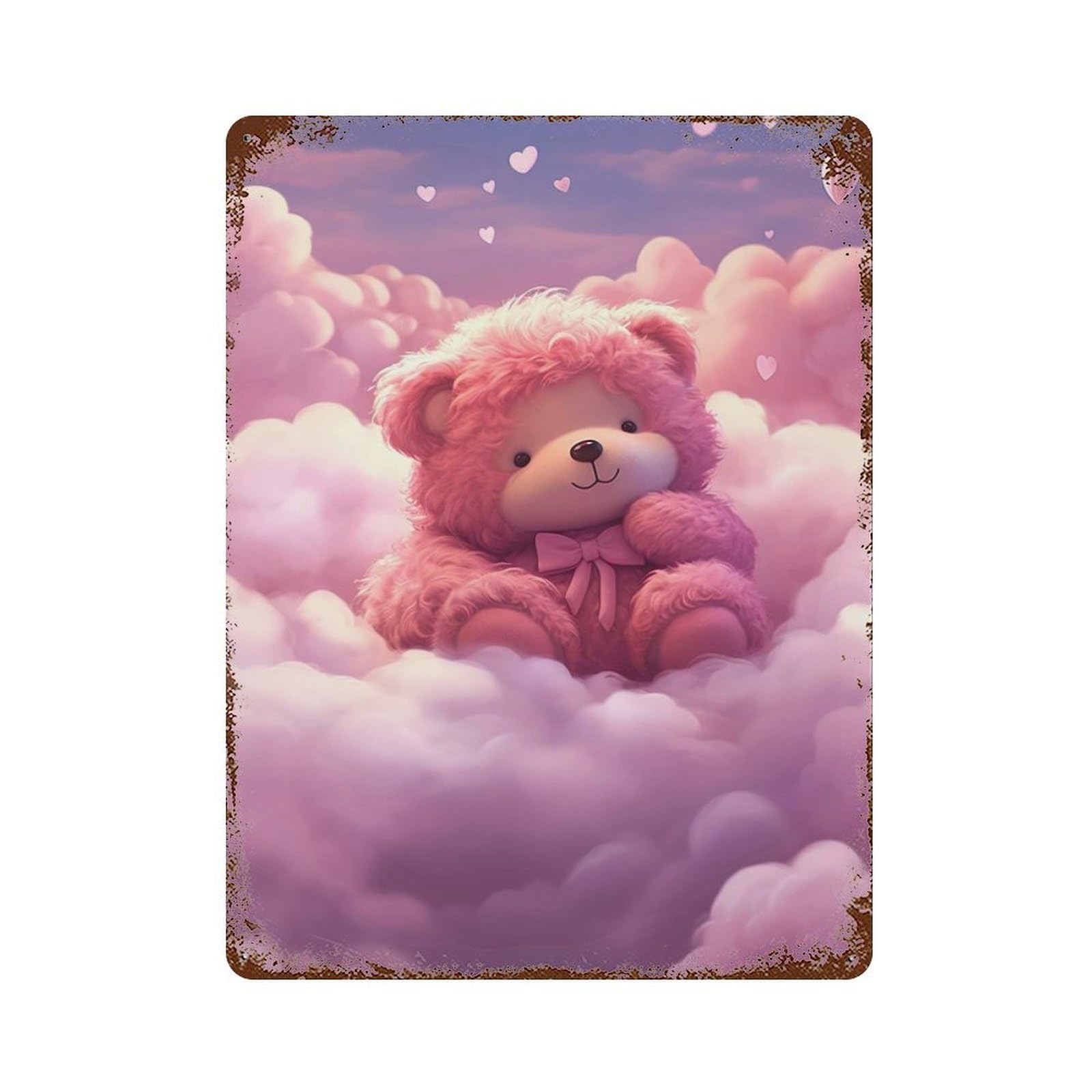 Teddy Bear Dreamscape Rustic Tin Plaque 15.7"x11.8", for Shed, Workshop And Garage Wall Decor, Farmhouse Wall Decor