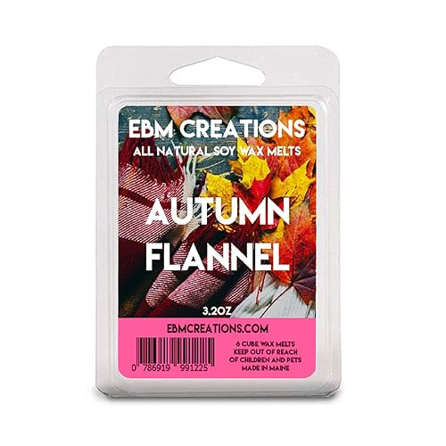 Autumn Flannel Soy Wax Melts - 3.2oz, 6 Cube Clamshell, All Natural, Highly Scented, Long-Lasting Aroma, Premium Quality, Handmade, Non-Toxic, disponible en Yaxa Peru