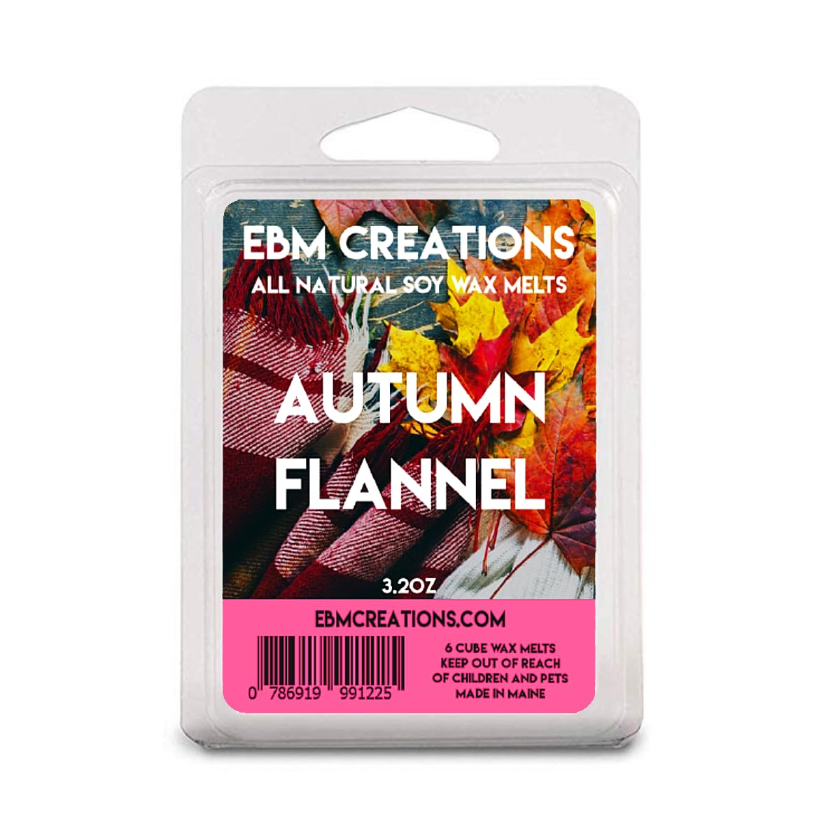 Autumn Flannel - Scented All Natural Soy Wax Melts - 6 Cube Clamshell 3.2oz Highly Scented!