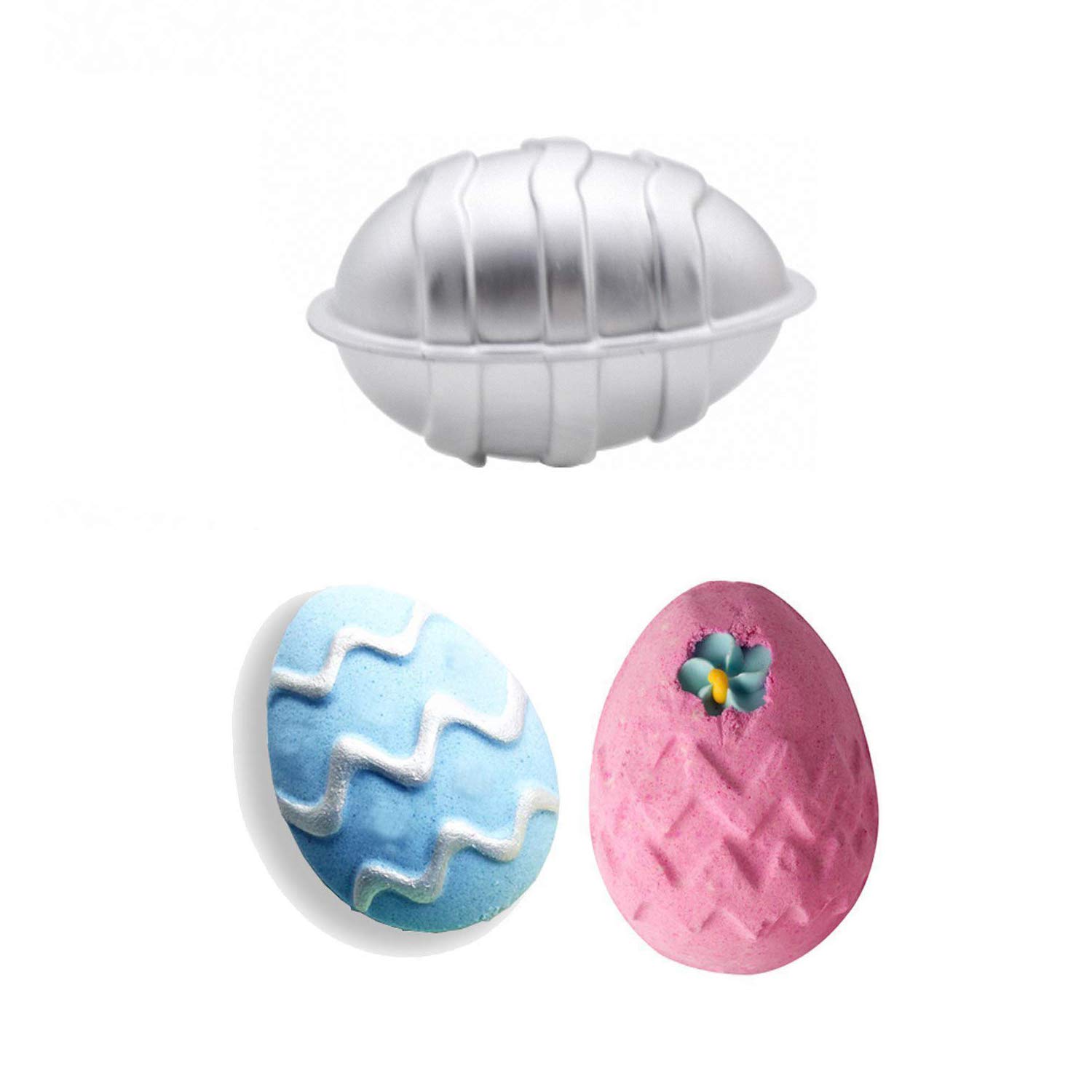 MoldFun3D Easter Egg Aluminum Bath Bomb Soap Mold for DIY Homemade Bath Fizzies Also As Chocolate Mousse Cake Cupcake Mold