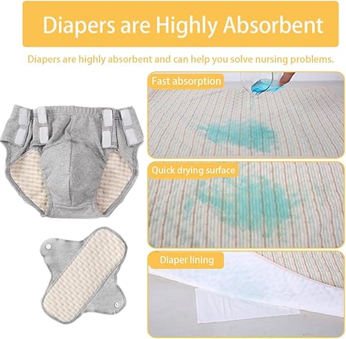 Miniatura 6 de AUSTYLCO Pañal de tela para adultos a prueba de fugas con insertos, calzoncillos urinarios absorbentes reutilizables para ancianos, discapacitados,