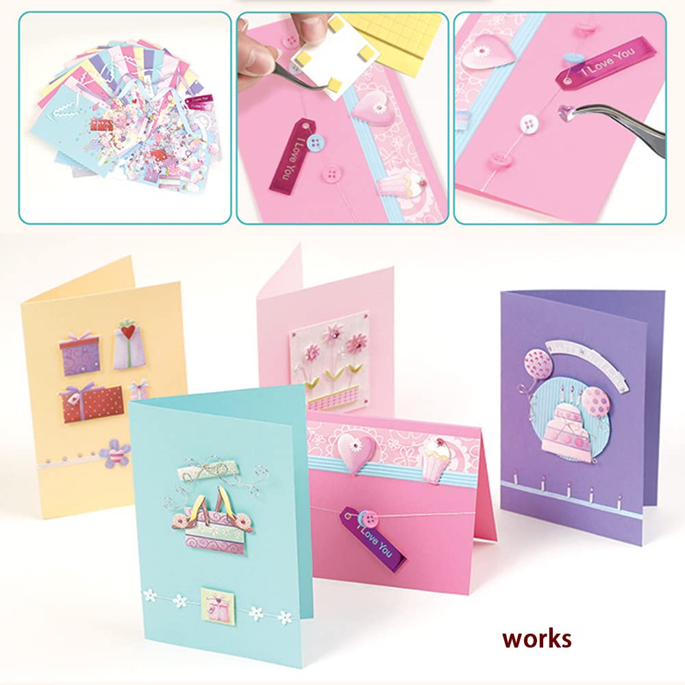 Huralona Le kit de cartes de vœux fait à la main comprend 15 cartes vierges, 15 enveloppes colorées avec accessoires de décoration pour loisirs créatifs, anniversaire, Thanksgiving, Noël, mariage