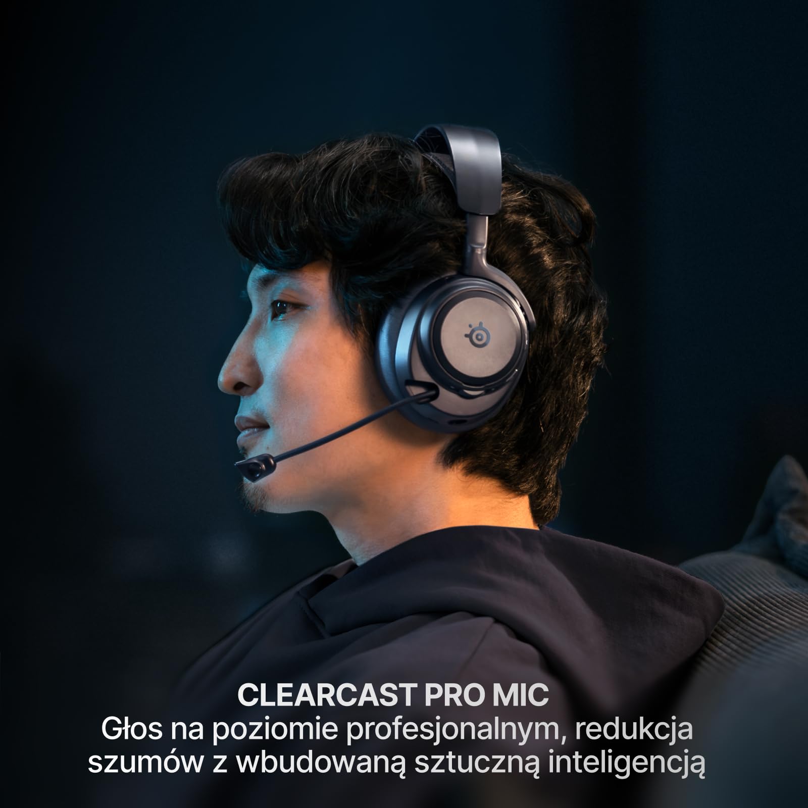 SteelSeries Arctis Nova Pro Omni – Bezprzewodowy dźwięk Hi‑Res, 96kHz/24bit, ANC, mikrofon ClearCast Pro, redukcja szumów AI, aplikacja mobilna, Mix 2,4GHz + BT, OmniPlay PC+PS5+Xbox – Midnight Blue