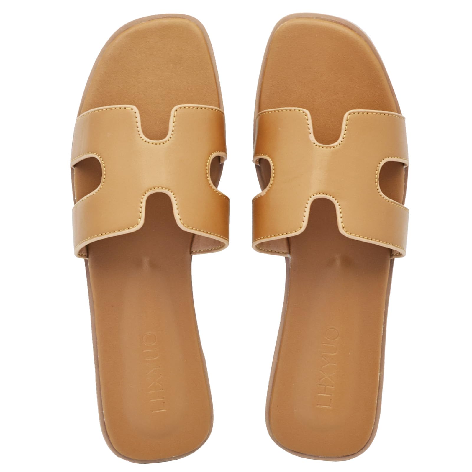 Sandali piatti da donna, pantofole da donna in pelle, comode scarpe piatte eleganti eleganti ciabatte estive autunno carino punta aperta casual