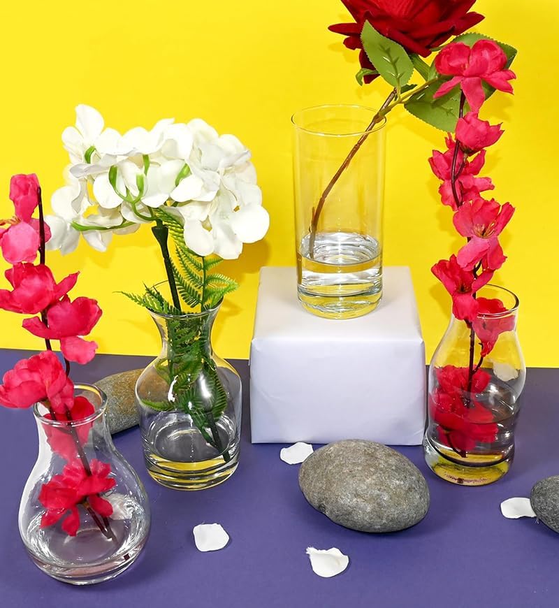 Image of AYUTAS Glass Flower Vase, Vessel, Money Plant Pot, Glass Bottle for Milk, Coffee, Tea | Restaurants, Kitchen, Office, Table & Home Decoration (Surahi Shape Pot) - Pack of 1 Piece, Size:- 5.5 Inch