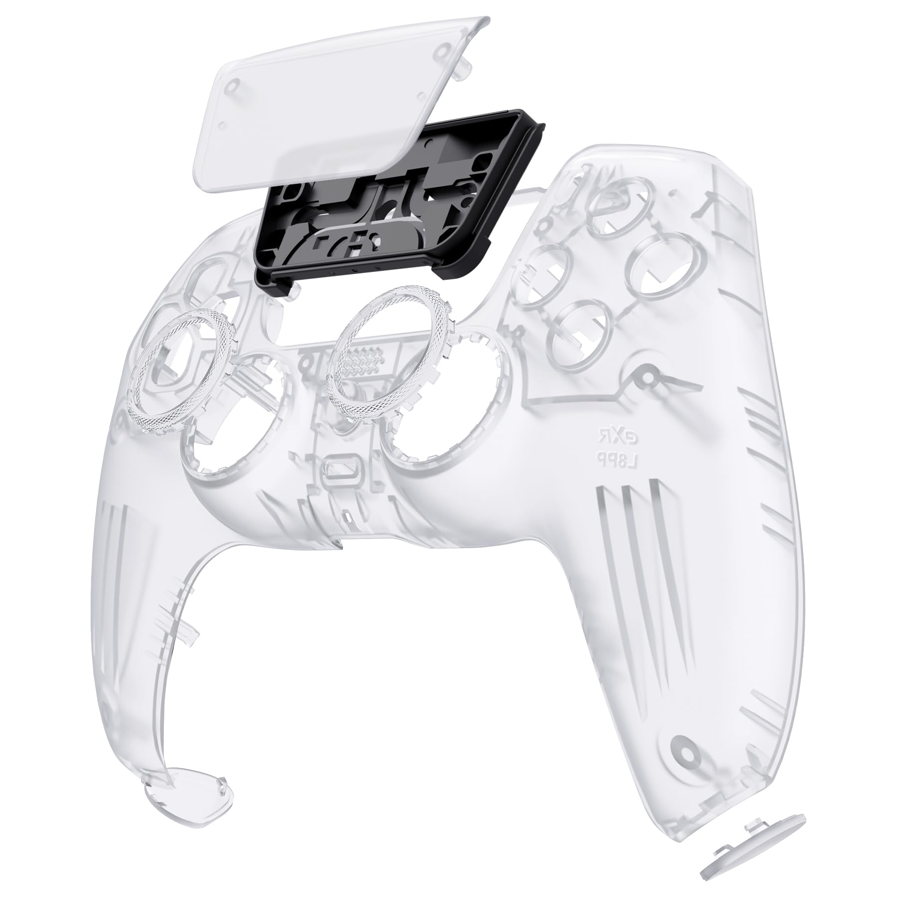 eXtremeRate Luna Cover Frontale Touchpad Ricambio per ps5 Controller,Copertura Custodia Scocca Shell Ridisegnato Anelli Compatibile con ps5 Joystick BDM 010 020 030 040 050 060, Trasparente
