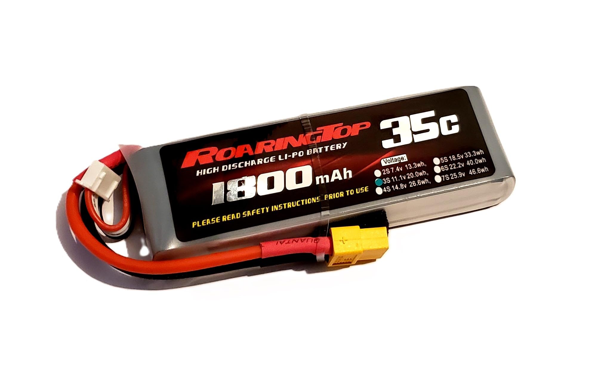 RoaringTop LiPo Battery Pack 35C 1800mAh 3S 11.1V with XT60 Plug for RC Car Boat Truck Heli Airplane