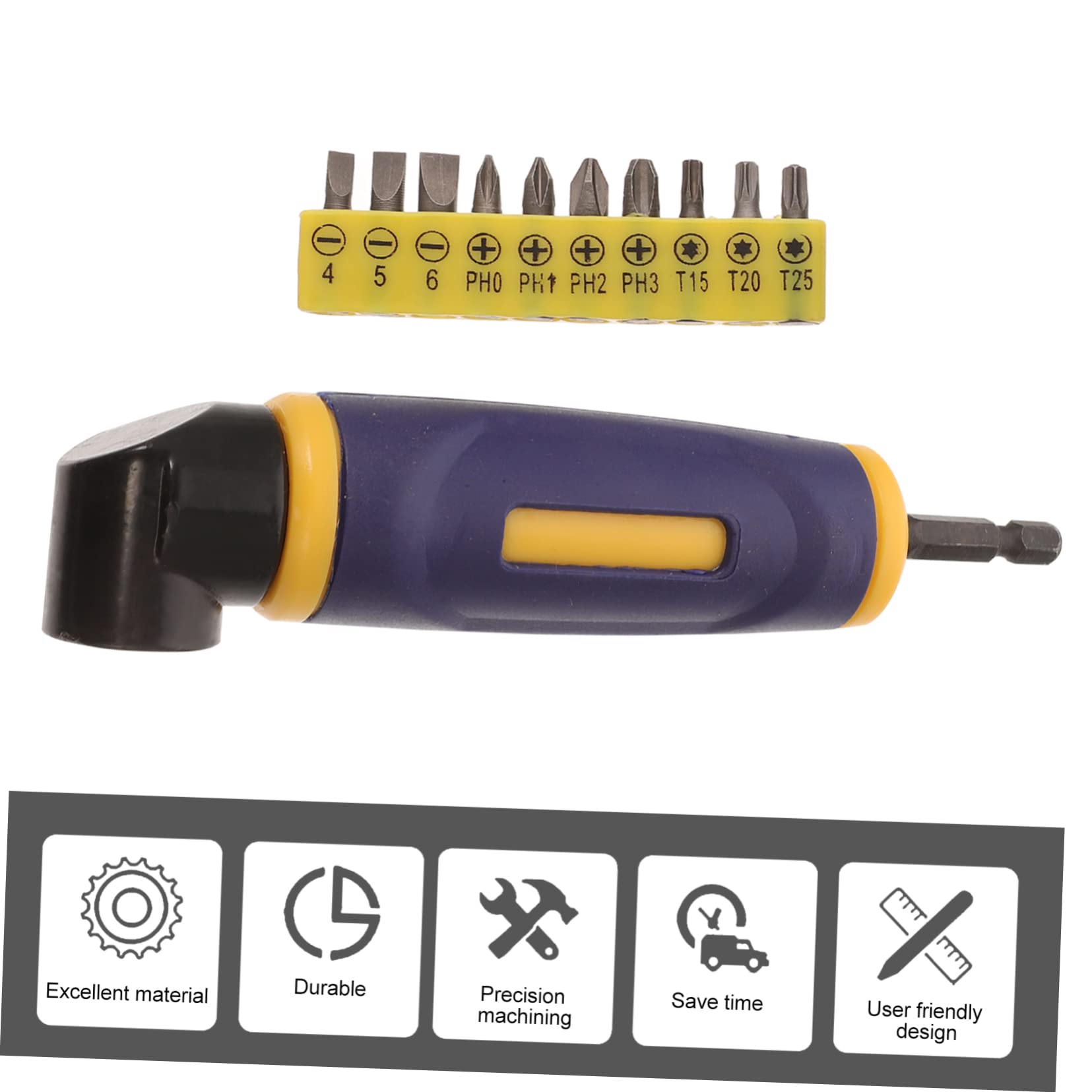 Generic 1 Set Bit Bender Power Tools Drill Chuck Adapter Cordless Screwdriver Electric Corner Angle Adapter Angle Drill Driver Universal Tools Right Angle Abduction Batch Plastic, 15X3X2.8CM