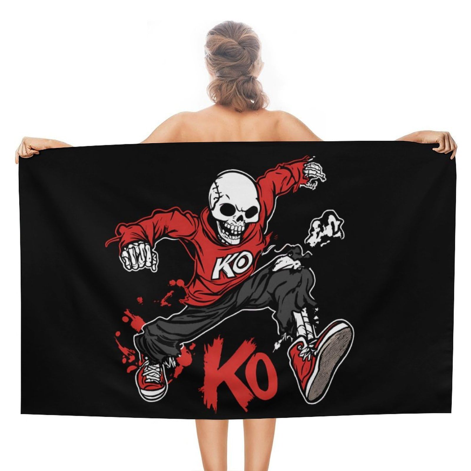 CGSBNGHA Kung Fu Skull Beach Towels Soft Bathroom Bath Pool Swim Towels for Women Men