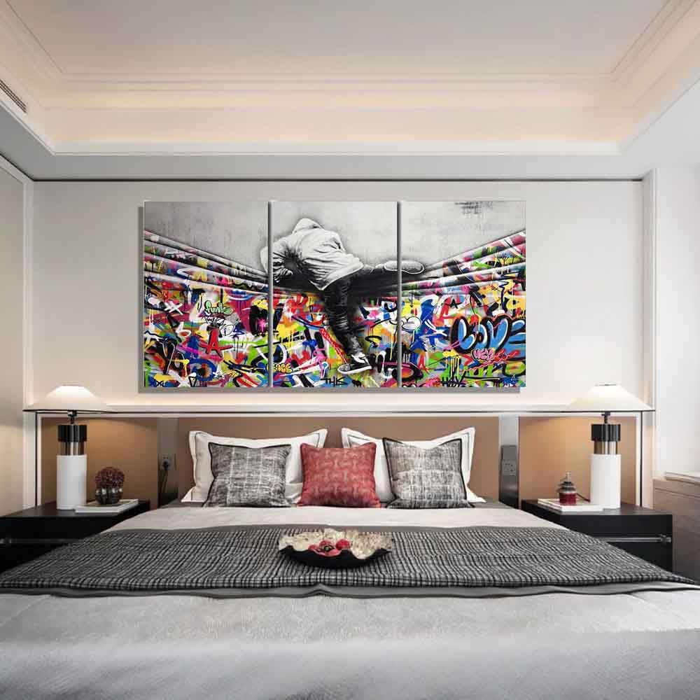 Tela Graffiti Banksy Con Cornice Stampa Su Tela Con Cornice Profonda - Foto 5