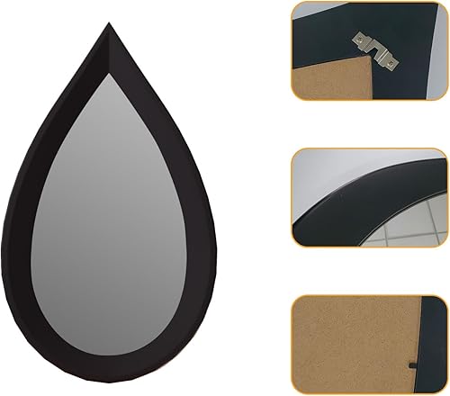 Miniatura 6 de Espejo de pared irregular de 34" x 20", espejo con marco de madera negra, espejo de pared asimétrico para sala de estar, dormitorio, baño, entrada,